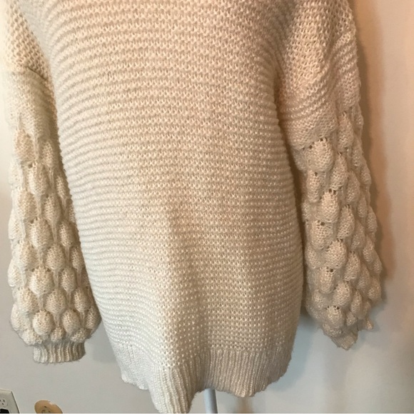 Nine West Cardigan Sweater White Cream Cable Knit Open Front Pockets Medium - Picture 8 of 13
